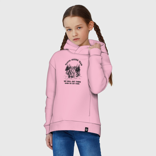 Детское худи Oversize хлопок поход ленивый с ленивцем , цвет светло-розовый - фото 3