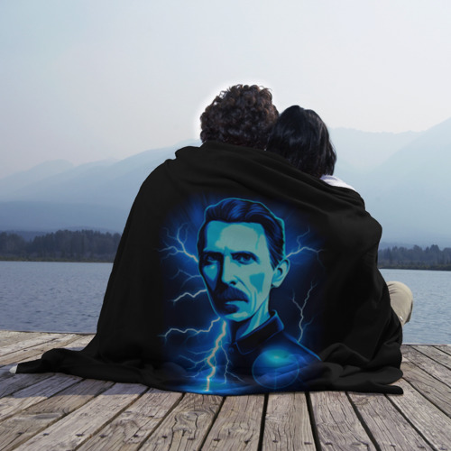 Плед 3D Nikola Tesla - flash of lightning, цвет 3D (велсофт) - фото 3