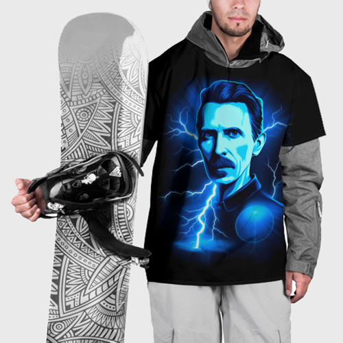 Накидка на куртку 3D Nikola Tesla - flash of lightning, цвет 3D печать