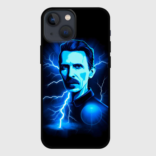 Чехол для iPhone 13 mini Nikola Tesla - flash of lightning