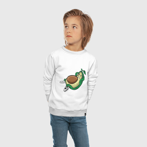 Детский свитшот хлопок Авокадо и  пресс зож, цвет белый - фото 5