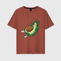 Авокадо и  пресс зож – Женская футболка хлопок Oversize с принтом купить со скидкой в -16%