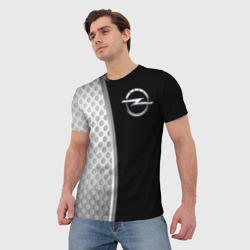 Мужская футболка 3D Опель черный серебристый - фото 2