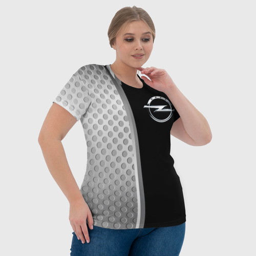 Женская футболка 3D Опель черный серебристый, цвет 3D печать - фото 6