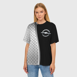Женская футболка oversize 3D Опель черный серебристый - фото 2