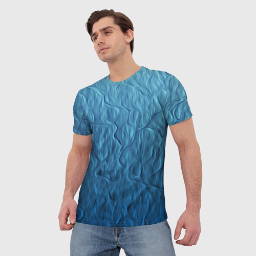 Мужская футболка 3D с принтом Волнистый узор, фото на моделе #1