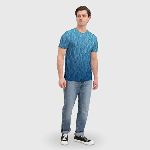 Мужская футболка 3D с принтом Волнистый узор, вид сбоку #3