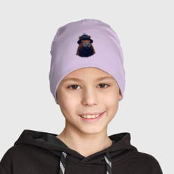 Детская шапка демисезонная Портрет капибары в шляпе - фото 2