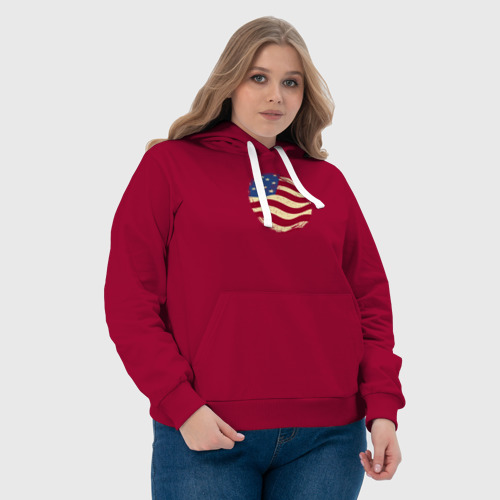 Женская толстовка хлопок Flag USA, цвет маджента - фото 6