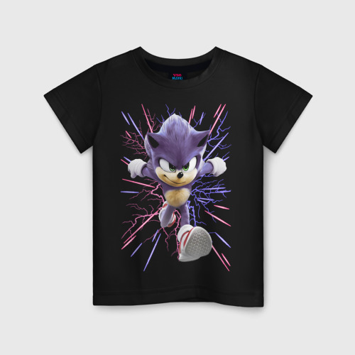 Светящаяся детская футболка Sonic is running, цвет черный