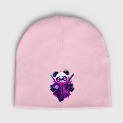 Детская шапка демисезонная Аниме панда в неоновых красках