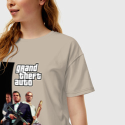 Женская футболка хлопок Oversize Майкл, Франклин, Тревор из GTA - фото 2