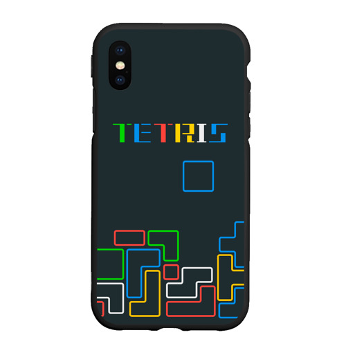 Чехол для iPhone XS Max матовый с принтом Tetris neon, вид спереди #2