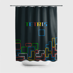 Штора 3D для ванной Tetris neon