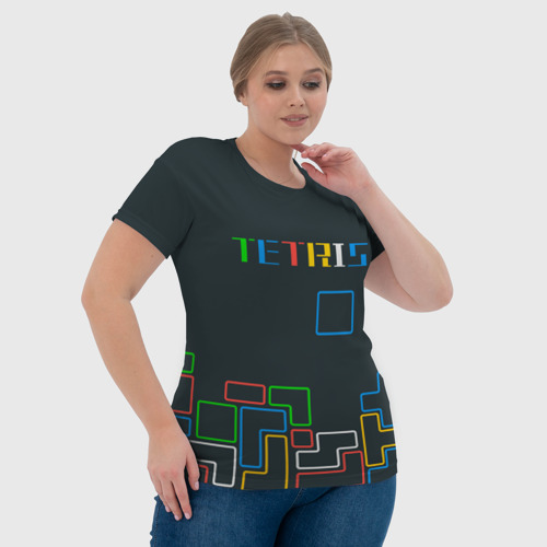 Женская футболка 3D Tetris neon, цвет 3D печать - фото 6