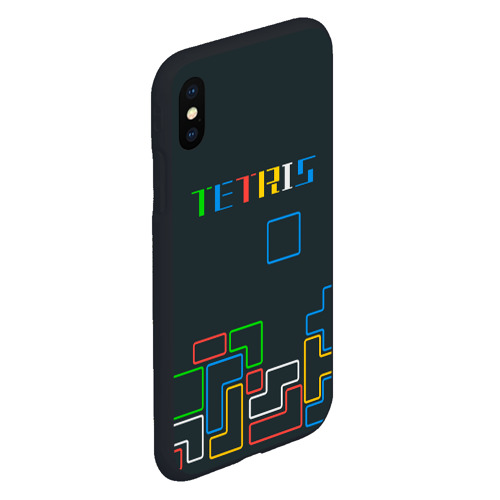Чехол для iPhone XS Max матовый с принтом Tetris neon, вид сбоку #3