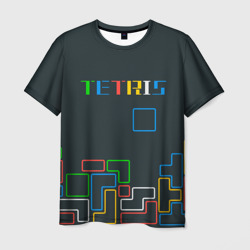 Мужская футболка 3D Tetris neon
