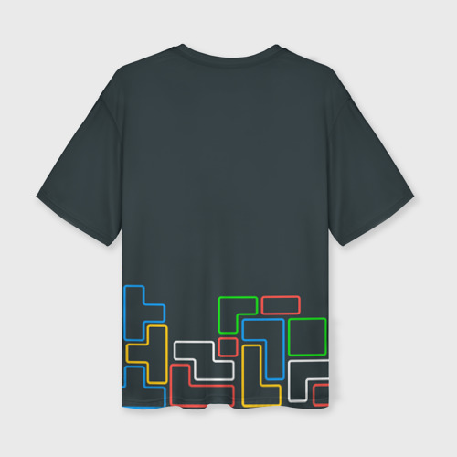 Женская футболка oversize 3D Tetris neon, цвет 3D печать - фото 2