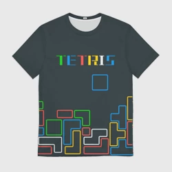 Мужская футболка 3D Tetris neon