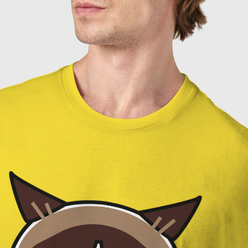 Мужская футболка хлопок Хмурый кот, цвет желтый - фото 6