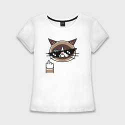 Женская футболка хлопок Slim Хмурый кот