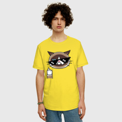 Мужская футболка хлопок Oversize Хмурый кот - фото 2