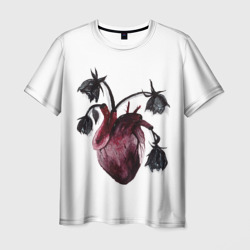 Мужская футболка 3D Увядшее сердце: поникнувшие розы