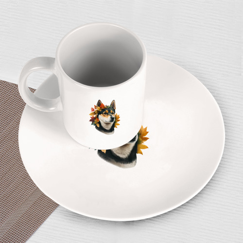 Набор: тарелка + кружка Осень: сиба-ину - фото 3
