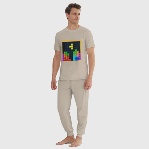 Мужская пижама хлопок Tetris, цвет миндальный - фото 5