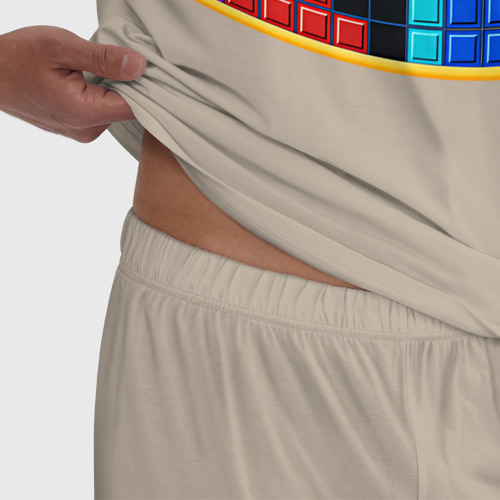 Мужская пижама хлопок Tetris, цвет миндальный - фото 6