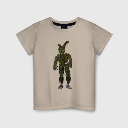 Детская футболка хлопок с принтом Springtrap сломанный, вид спереди #2