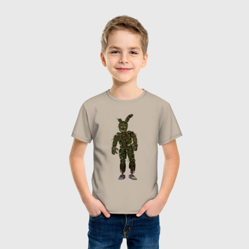 Детская футболка хлопок с принтом Springtrap сломанный, фото на моделе #1