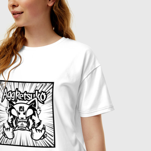 Женская футболка хлопок Oversize с принтом Aggretsuko Rage, фото на моделе #1