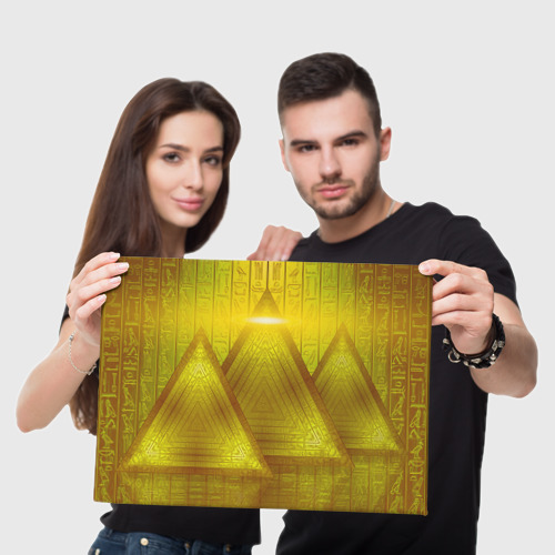 Холст прямоугольный Золотые пирамиды и треугольники, цвет 3D печать - фото 5