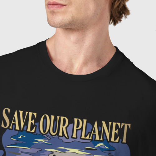 Мужская футболка хлопок Save our planet whales Need clean oceans, цвет черный - фото 6