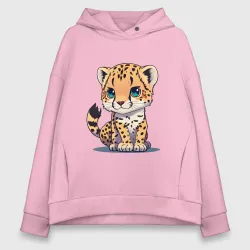 Женское худи Oversize хлопок Милый малыш гепард