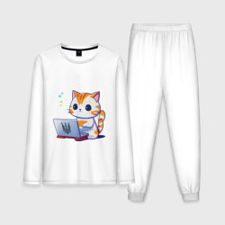 Мужская пижама с лонгсливом хлопок Котик программист айтишник