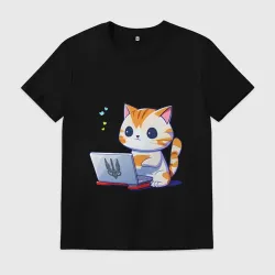 Мужская футболка хлопок Котик программист айтишник