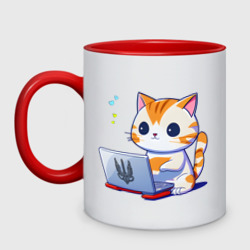 Кружка двухцветная Котик программист айтишник