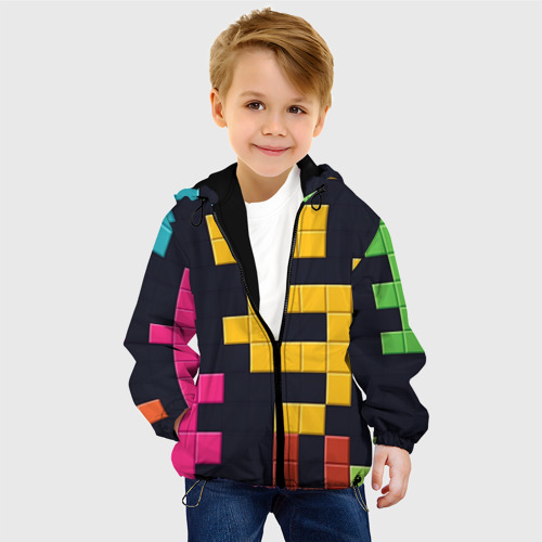 Детская куртка 3D Узор тетрис абстракции, цвет черный - фото 3