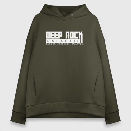 Женское худи Oversize хлопок Deep Rock Galactic logotype, цвет хаки