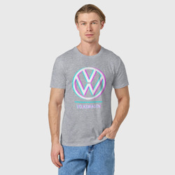 Светящаяся мужская футболка Значок Volkswagen в стиле glitch - фото 2