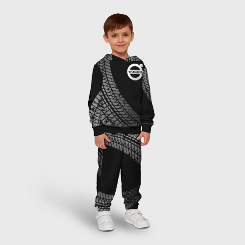 Детский костюм с толстовкой 3D Volvo tire tracks, цвет черный - фото 3