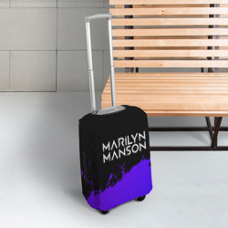 Чехол для чемодана 3D Marilyn Manson purple grunge - фото 2