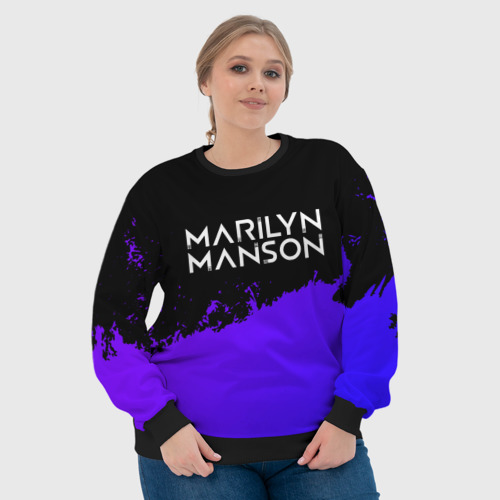 Женский свитшот 3D Marilyn Manson purple grunge, цвет 3D печать - фото 6