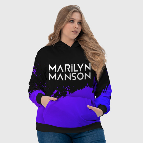 Женская толстовка 3D Marilyn Manson purple grunge, цвет 3D печать - фото 6