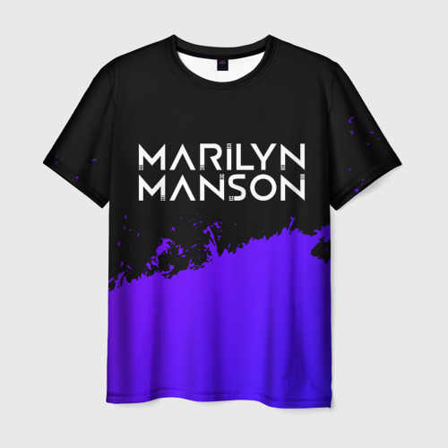 Мужская футболка 3D Marilyn Manson purple grunge, цвет 3D печать