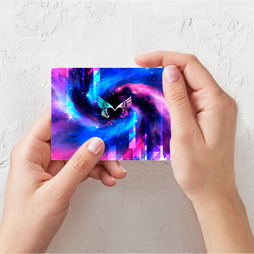 Поздравительная открытка Placebo неоновый космос, цвет белый - фото 3