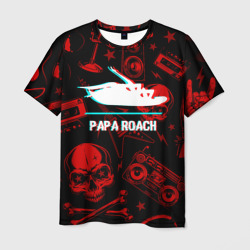 Мужская футболка 3D Papa Roach rock glitch