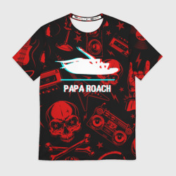 Мужская футболка 3D Papa Roach rock glitch